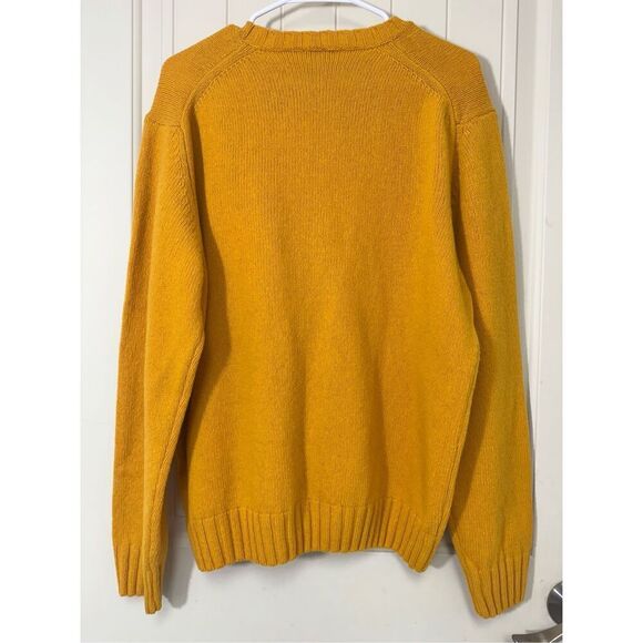 NWOT Federico Osti 100% Pure New Wool Mustard Yellow Men's Crewneck Sweater - Picture 4 of 11